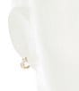 Color:White - Image 2 - Crystal Navette Round Stone Hoop Earrings
