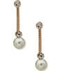 Color:Pearl - Image 1 - Crystal Pearl Linear Earrings