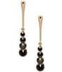 Anne Klein CZ Linear Earrings, Color:Black - Image 1