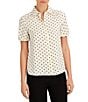 Anne Klein Dot Print Short Sleeve Collared Blouse - Image 3