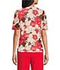 Anne Klein Elbow Sleeve Printed Mesh Blouse - Image 2