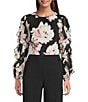 Anne Klein Floral Print Long Sleeve Chiffon Blouse - Image 2