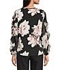 Anne Klein Floral Print Long Sleeve Chiffon Blouse - Image 3