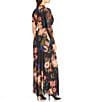 Anne Klein Floral Print Mesh Long Sleeve Twist front Maxi Dress, Color:Large Ikat Blooms - Image 2