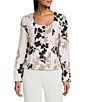 Anne Klein Floral Print Twill Scoop Neck Jacket - Image 1