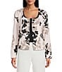 Anne Klein Floral Print Twill Scoop Neck Jacket - Image 3