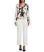 Anne Klein Floral Print Twill Scoop Neck Jacket - Image 4