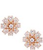 Color:Rose Gold - Image 1 - Flower Button Clip-On Earrings