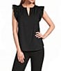 Anne Klein Flutter Sleeve Poplin Blouse - Image 1