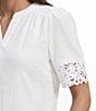 Anne Klein Flutter Sleeve V Neck Blouse With Lace Trim - Image 6