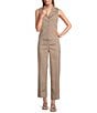 Anne Klein Fly Front Slash Pocket Cuff Ankle Herringbone Pants - Image 3