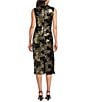 Anne Klein Gold Leaf Motif Sequin Mesh Mock Neck Sleeveless Column Dress, Color:Black/Gold - Image 2