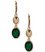 Anne Klein Gold Tone Domed Oval Stone Double Drop Earrings - Image 2