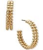 Anne Klein Gold Tone Double Row Metal Beaded C Hoop Earrings - Image 1