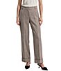 Anne Klein Houndstooth Print Wide Leg Cuff Ankle Flat Front Pants - Image 1