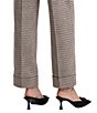 Anne Klein Houndstooth Print Wide Leg Cuff Ankle Flat Front Pants - Image 3