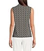Color:Anne Black/Anne White - Image 2 - ITY Knit Printed V-Neck Sleeveless Tie Front Blouse