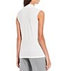 Color:White - Image 2 - Knit Jersey Pleated V-Neck Sleeveless Shell