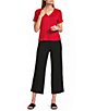 Anne Klein Knit Short Sleeve V Neck With Button Front Top - Image 3