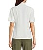 Anne Klein Mandarin Collar Flutter Short Sleeve Button Front Top, Color:White Dove - Image 2