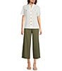 Anne Klein Mandarin Collar Flutter Short Sleeve Button Front Top, Color:White Dove - Image 3