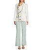 Anne Klein One Button Notch Collar Printed Jacket & Pull On Stretch Front Pockets Straight Leg Trouser Pants - Image 1