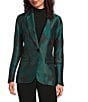 Anne Klein One Button Notch Collar Printed Jacket, Color:Pine Forest Multi - Image 1