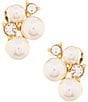 Color:Gold/Pearl - Image 1 - Faux-Pearl Cluster Clip-On Earrings