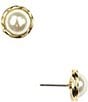 Color:Gold - Image 1 - Faux-Pearl Stud Earrings
