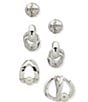 Anne Klein Pearl Fluted Dome Texture Trio Earring Set - Image 2