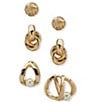Anne Klein Pearl Fluted Dome Texture Trio Earring Set - Image 1