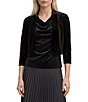 Anne Klein Petite 3/4 Sleeve Velvet Open Front Shrug - Image 1