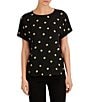 Anne Klein Petite Dotted Short Sleeve Blouse - Image 1