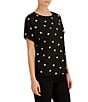 Anne Klein Petite Dotted Short Sleeve Blouse - Image 3