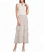 Anne Klein Petite Size Pull On Tier Dotted A-Line Maxi Skirt - Image 2