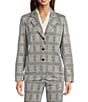 Anne Klein Plaid Notch Collar Long Sleeve Patch Pocket Button Front Blazer, Color:Anne Black Multi - Image 2