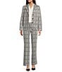 Anne Klein Plaid Notch Collar Long Sleeve Patch Pocket Button Front Blazer, Color:Anne Black Multi - Image 4