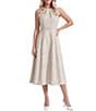 Anne Klein Pleated Tweed Belted Sleeveless Midi Dress - Image 1