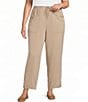 Anne Klein Plus Size Drawstring Twill Straight Leg Drapey Pants - Image 1