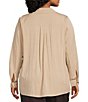 Anne Klein Plus Half Zip Roll Sleeve Twill Top - Image 2