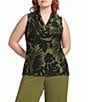 Anne Klein Plus Jersey Knit V Neck Sleeveless Blouse - Image 1