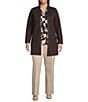 Anne Klein Plus Long Sleeve Cardigan With Patch Pockets, Color:Deep Mahogany - Image 3