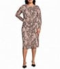 Anne Klein Plus Long Sleeve Snake Print Midi Mesh Dress - Image 1