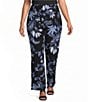 Anne Klein Plus Pull On Printed Jersey Knit Wide Leg Pant - Image 1