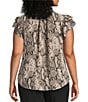 Anne Klein Plus Ruffle Sleeve Chiffon Printed Blouse - Image 2