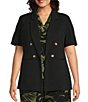 Anne Klein Plus Short Sleeve Faux Double Breasted Blazer - Image 1