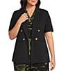 Anne Klein Plus Size Short Sleeve Faux Double Breasted Blazer - Image 1