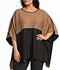 Anne Klein Plus Size Color Block Poncho - Image 1