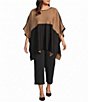 Anne Klein Plus Size Color Block Poncho - Image 3