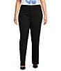 Anne Klein Plus Size Compression Stretch Knit Straight Wide-Leg Trouser Pant, Color:Black - Image 1